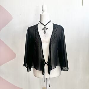 Vintage Evan Picone Black Sheer Beaded Top 90s Glam Elegant Goth Holiday 10P